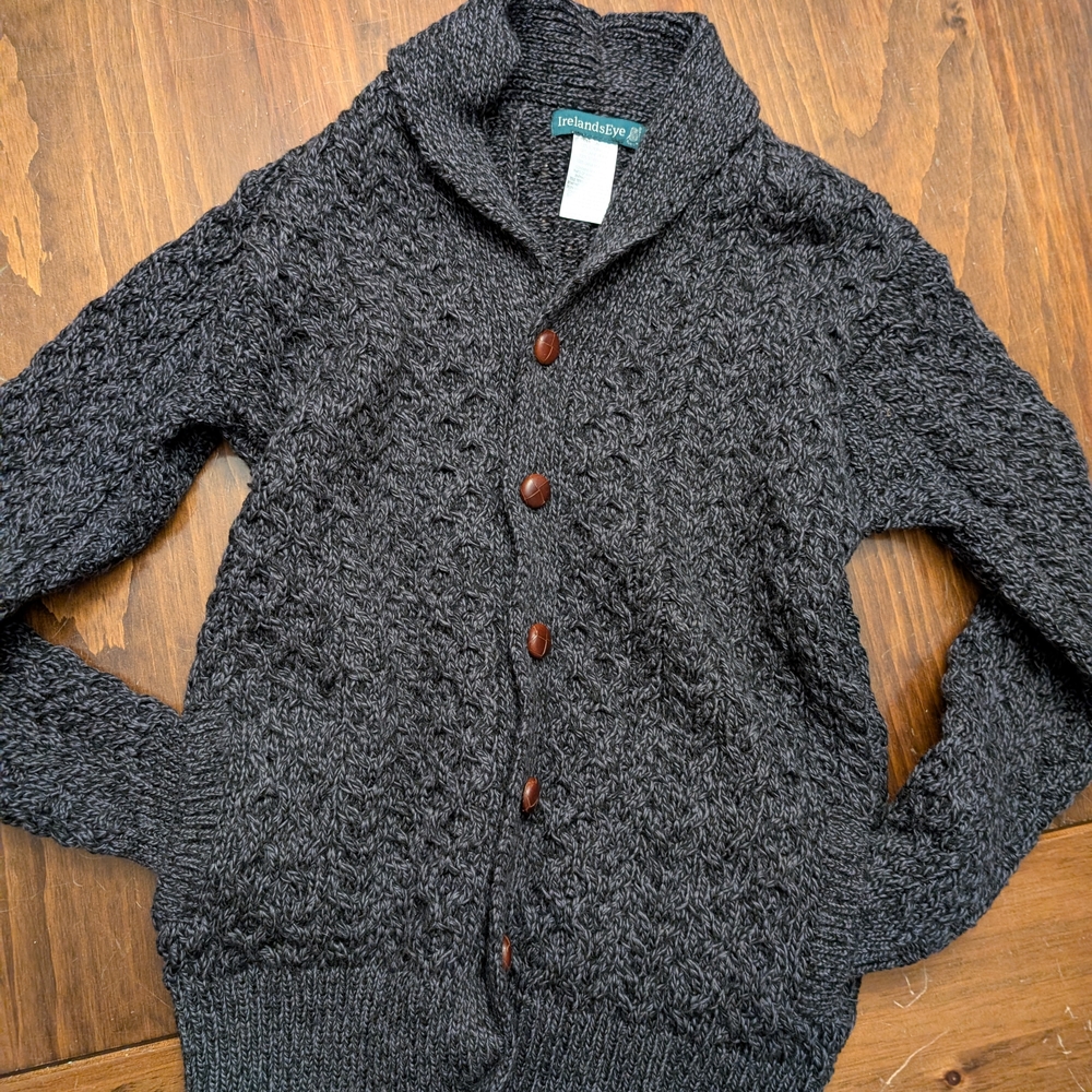Irelands Eye Men's Charcoal Cardigan Sweater